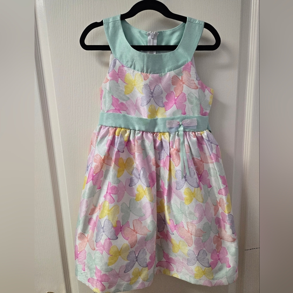 Bonnie Jean Girls Mint & Pastel Butterfly Dress | Size 6 | EUC